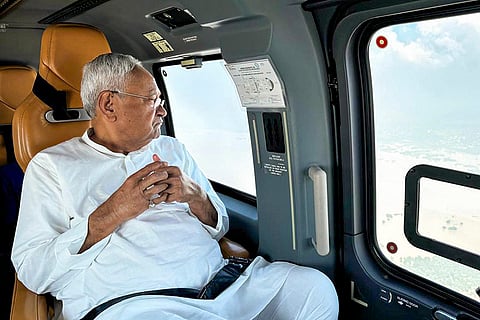 Bihar Flood: Nitish Kumar conducts an aerial survey