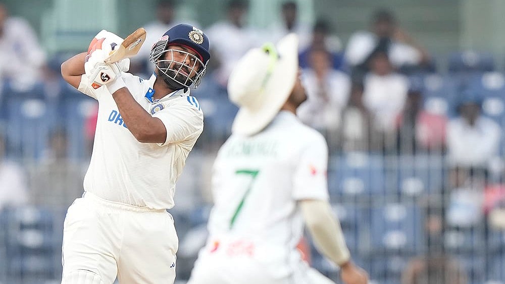 | Photo: AP/Mahesh Kumar A. : IND Vs BAN, 1st Test: India's Rishabh Pant plays a shot 