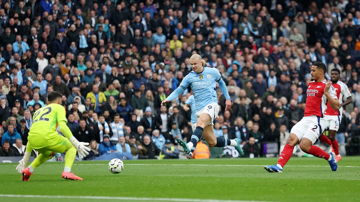 Erling Haaland prods home his 100th Man City goal - null