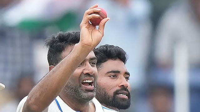 AP : Ravichandran Ashwin (left) celebrates his five-wicket haul after India beat Bangladesh in the first Test in Chennai on Sunday (September 22, 2024).