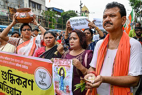 BJP protest against Kolkata rape-murder
