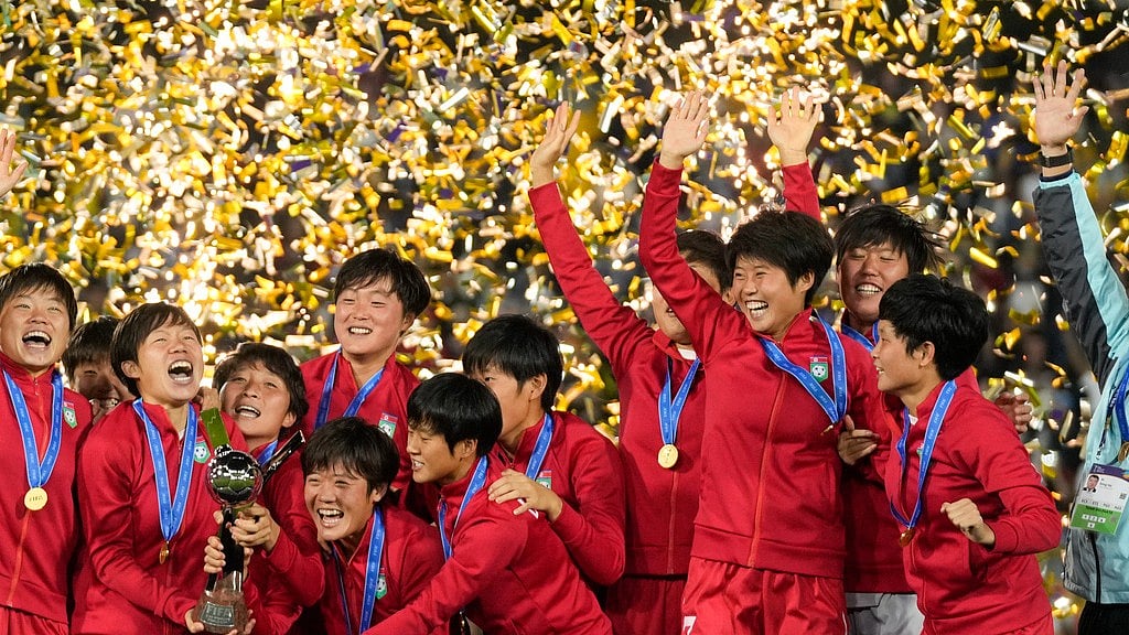 AP/Fernando Vergara : North Korea players celebrate after winning the FIFA Under-20 Women's  World Cup 2024 in Bogota, Colombia on Monday (September 23).