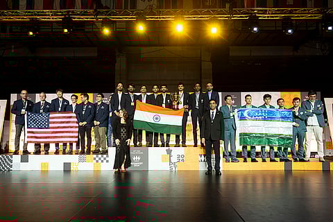 Chess Olympiad 2024: Second place team US, winner team India and third place team Uzbekistan of Open category