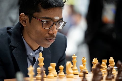 Chess Olympiad 2024: Praggnanandhaa R of India, focuses during the final round of Chess Olympiad