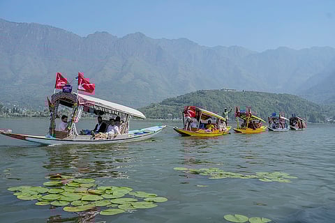 JKNC election rally at Dal Lake in Srinagar