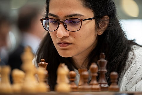 Chess Olympiad 2024: Vantika Agrawal of India during the final round of Chess Olympiad