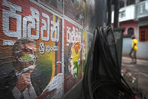 Sri Lanka elections result 2024: Torn election posters of President Ranil Wickremesinghe