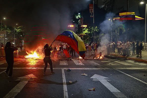 via Getty : Opposition Supporters Protest Amid Presidential Election Outcome in Venezuela