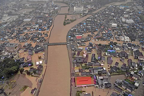 Japan Floods: Flooded Kawarada river in Wajima