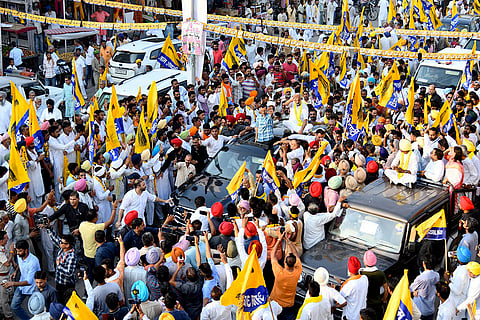 2024 Haryana Assembly polls: Arvind Kejriwal during a roadshow at Dabwali in Sirsa