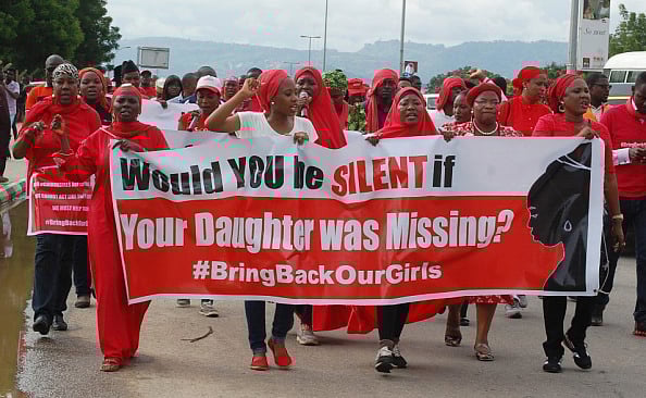 Via Getty : Protest in Abuja for the kidnapped Nigerian girls