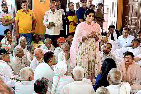 2024 Haryana Assembly polls: Vinesh Phogat during a public meeting in Julana