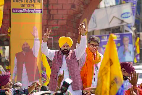 2024 Haryana Assembly polls: Punjab CM Bhagwant Mann during a roadshow in Rewari