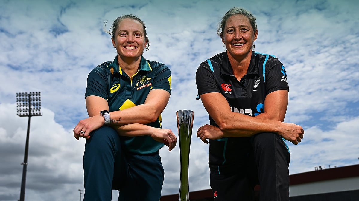 X/Australia Women's Cricket Team : Captains Alyssa Healy and Sophie Devine pose with the trophy for the Australia vs New Zealand, women's T20I series.