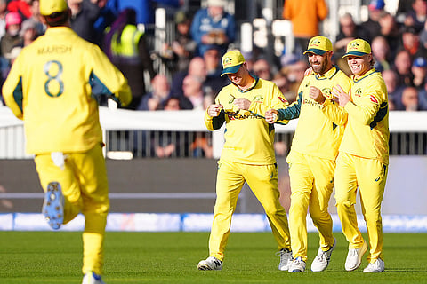 England vs Australia 3rd ODI: Australia's Glenn Maxwell celebrates with teammates after catching out England's Ben Duckett