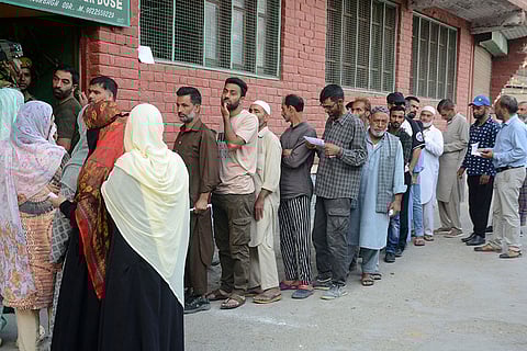 J&K Assembly elections, 2nd Phase voting: People wait in queues to cast their votes