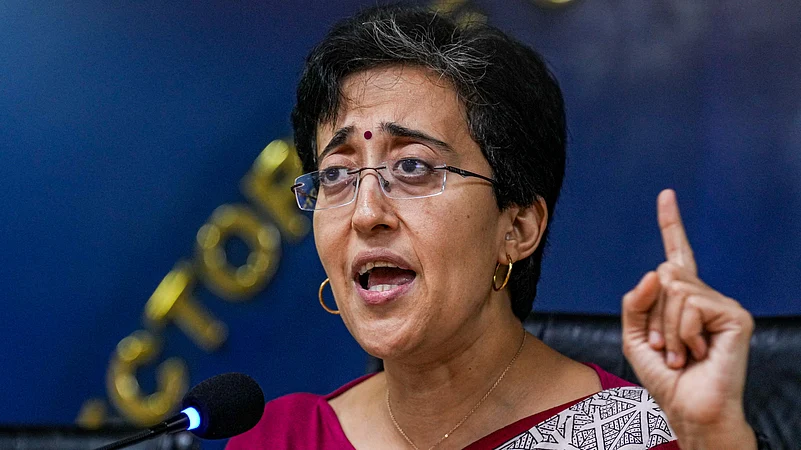 Delhi Chief Minister Atishi addresses a press conference