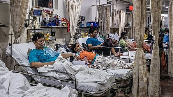 Getty Images : Covid-19 patients at a Delhi hospital during the second coronavirus wave in 2021.