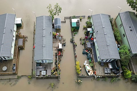 Britain Weather: Flooded Cogenhoe Mill Holiday Park in Northampton