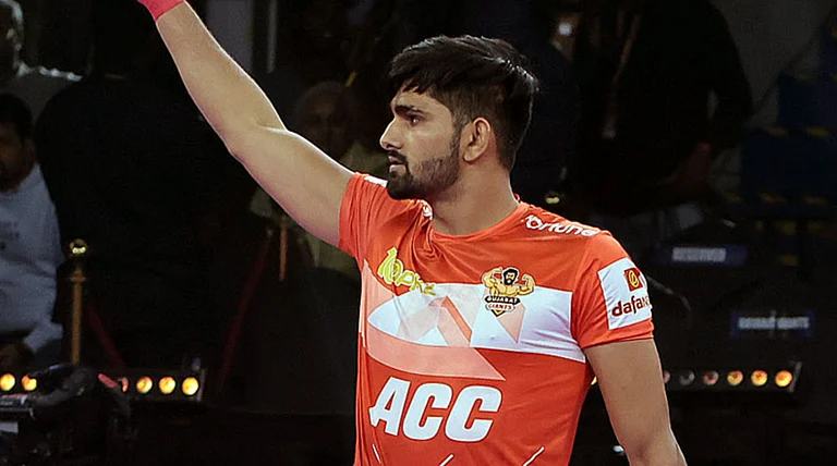 Gujarat Giants' player Parteek Dahiya. - Gujarat Giants
