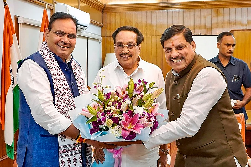 CR Patil, Bhajanlal Sharma & Mohan Yadav in New Delhi