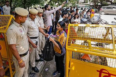 DUSU polls 2024: Police personnel check identity cards of voters