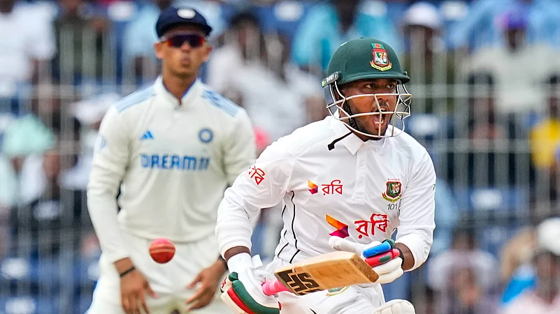 Bangladeshs Zakir Hasan plays a shot on the third day. PTI Photo
