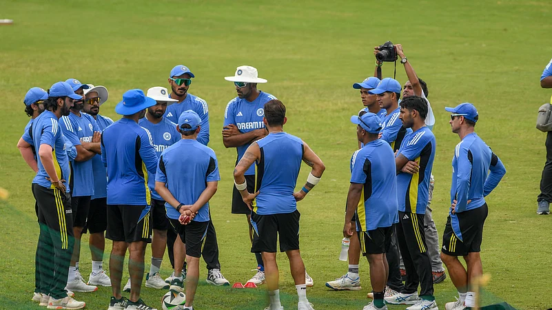 Indian players during a training session ahead of the 2nd Test. PTI Photo