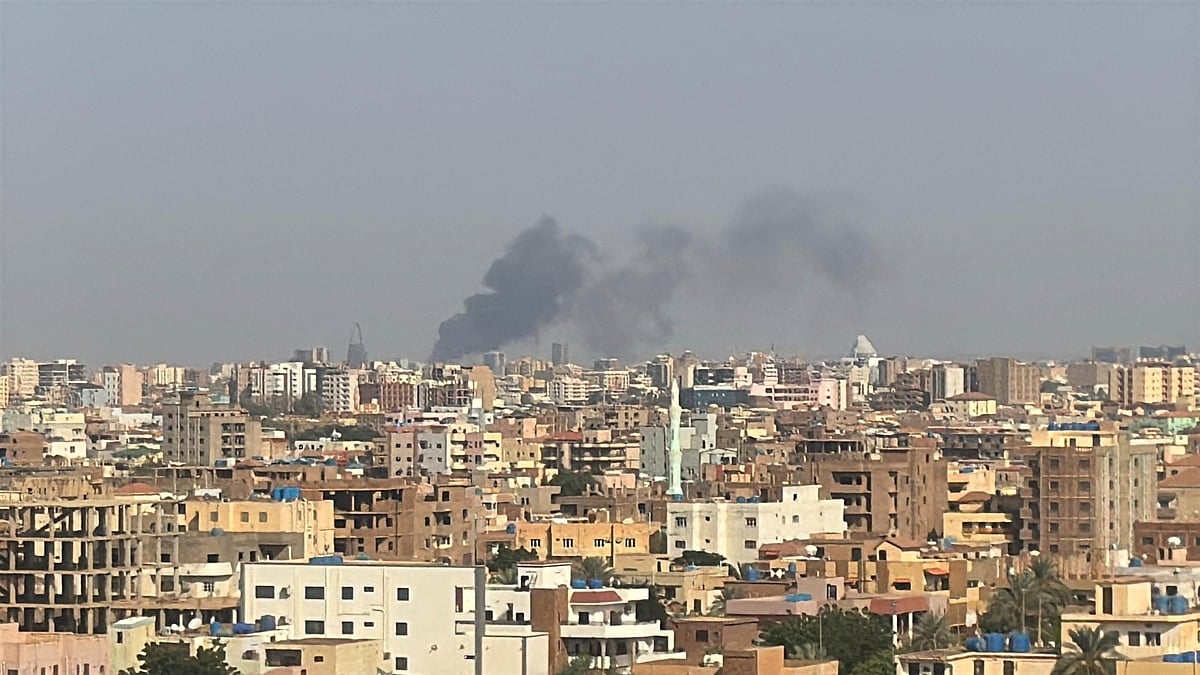 | Photo: AP : This grab from video shows smoke rising over Khartoum, Sudan on Thursday Sept. 26, 2024, after Sudan’s military started an operation to take areas of the capital from its rival, the paramilitary Rapid Support Forces. 