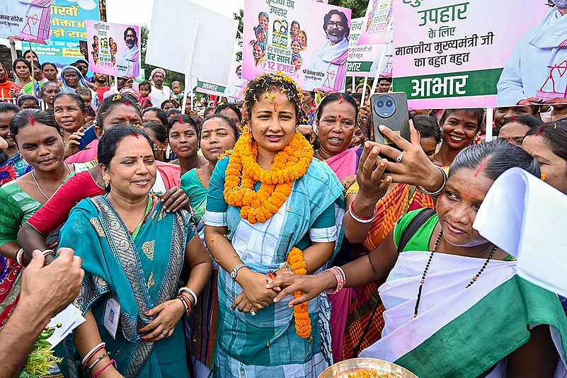 JMM leader Kalpana Soren during a programme as part of Maiya Samman Yatra