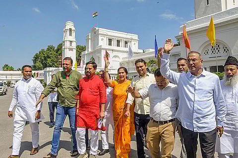 AAP protest against Delhi Lieutenant Governor VK Saxena