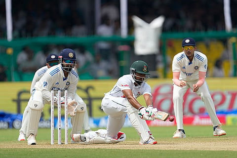 India Vs Bangladesh, 2nd Test Day 1: Bangladesh's captain Najmul Hossain Shanto plays a shot