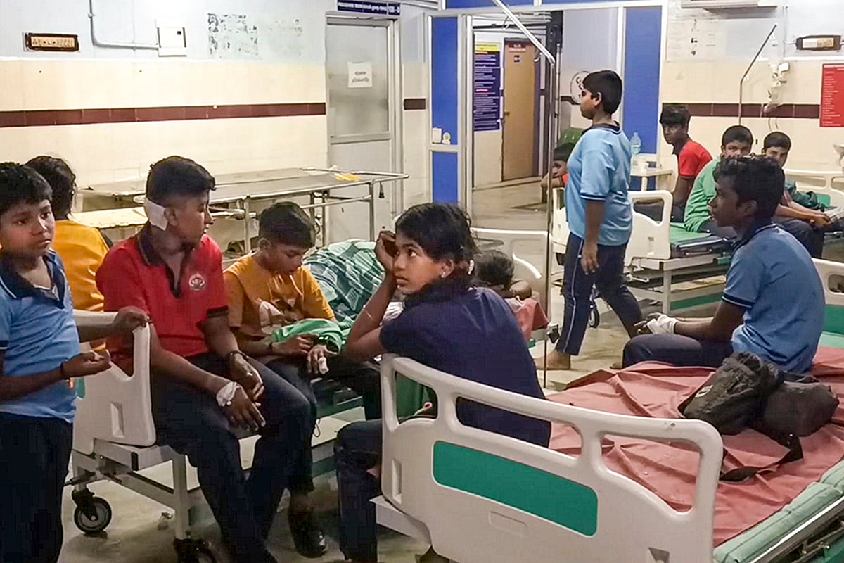 Students injured after bus overturned in Theni district, Tamil Nadu