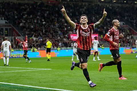 Serie A 2024-25, AC Milan vs Lecce: AC Milan's Christian Pulisic celebrates team's third goal