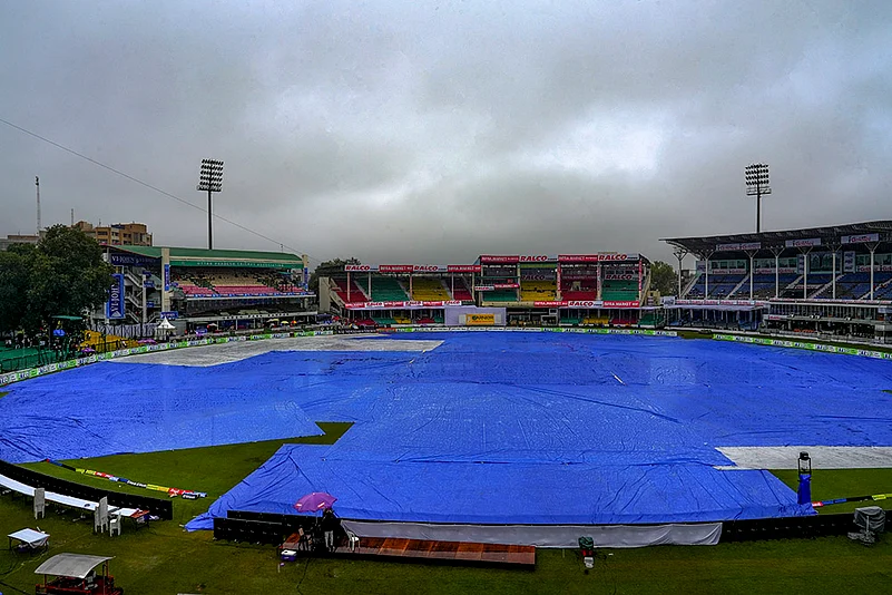 IND vs BAN: 2nd Test Covers placed on the ground following rains