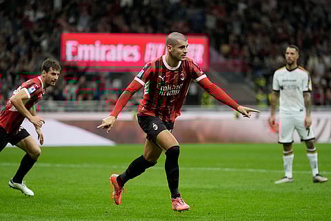 Serie A 2024-25, AC Milan vs Lecce: AC Milan's Alvaro Morata celebrates after scoring a goal