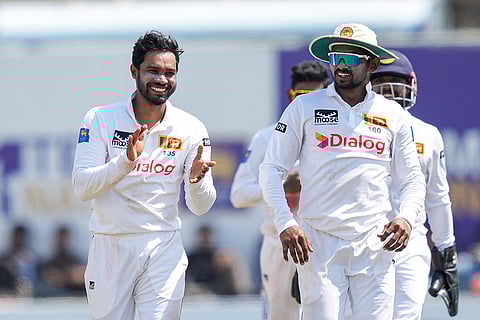 Sri Lanka Vs New Zealand 2nd Test: Sri Lanka's captain Dhananjaya de Silva celebrates the wicket of New Zealand's Devon Conway