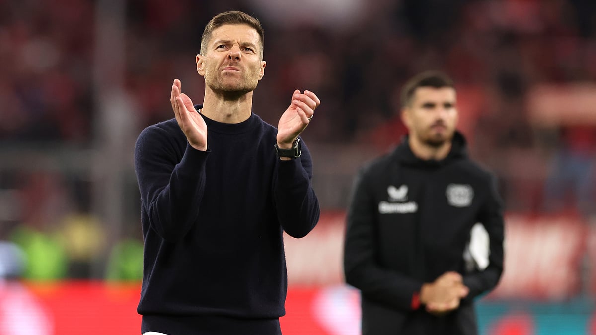 Xabi Alonso pictured after Bayer Leverkusen's draw with Bayern Munich. - null