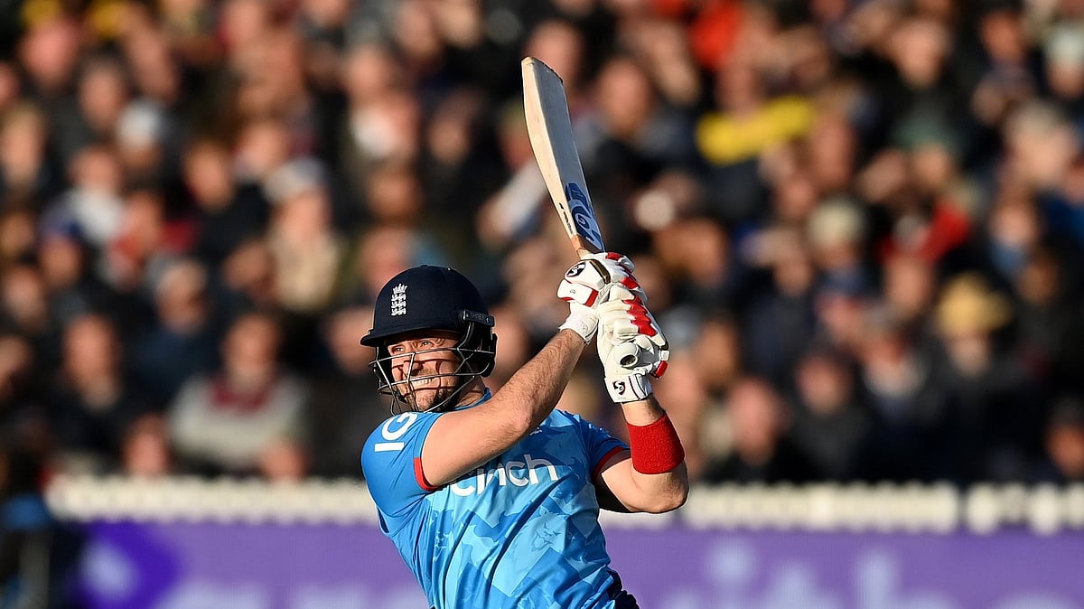 Photo: X | Bharat Byte : Liam Livingstone batting during the 4th ODI cricket match against Australia.