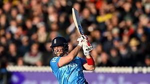 Photo: X | Bharat Byte : Liam Livingstone batting during the 4th ODI cricket match against Australia.