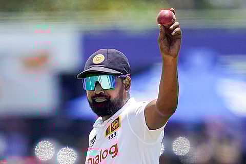 Sri Lanka Vs New Zealand 2nd Test: Sri Lanka's Prabath Jayasuriya acknowledges after taking six New Zealand wickets