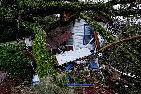 Hurricane Helene: A damaged 100-year-old home is seen after an Oak tree landed on it
