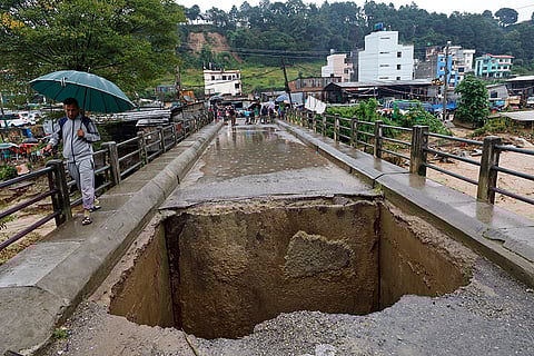 Nepal Floods: A bridge over Bagmati River lies damaged