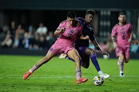 MLS, Inter Miami vs Charlotte FC: Inter Miami midfielder Diego Gomez, left, clashes with Charlotte FC defender Adilson Malanda