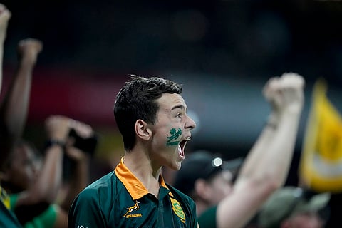 Rugby Championship: A South Africa fan reacts during a rugby championship test match between South Africa and Argentina