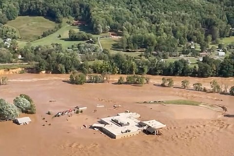 Hurricane Helene: A helicopter on the roof of Unicoi County Hospital in Erwin