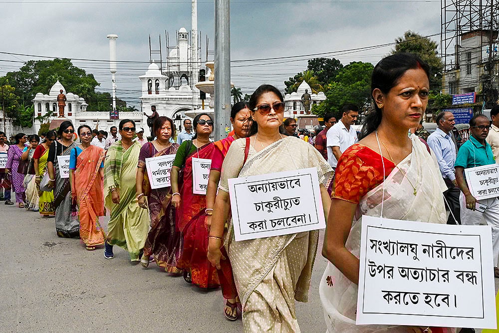 | Photo: PTI : Protest over violence against minorities in Bangladesh