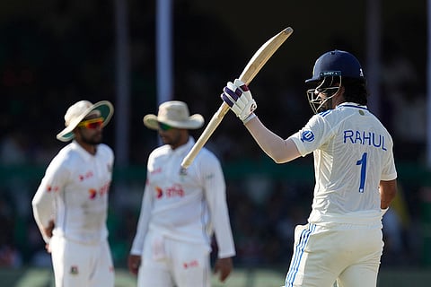 India vs Bangladesh 2nd Test Day 4: India's K L Rahul, right, celebrates his fifty runs