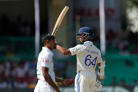 India vs Bangladesh 2nd Test Day 4: India's Yashasvi Jaiswal celebrates his fifty runs