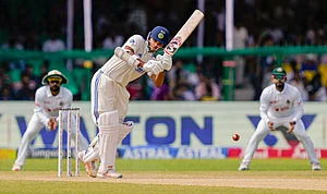 PTI/Vijay Verma : Yashasvi Jaiswal plays shot during the fourth day of the 2nd Test cricket match between India and Bangladesh, at the Green Park stadium, Kanpur, Monday, Sept. 30, 2024.